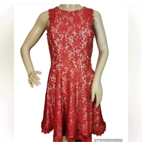 Mi Ami Elegant Red Lace Dress size small - Picture 2 of 6